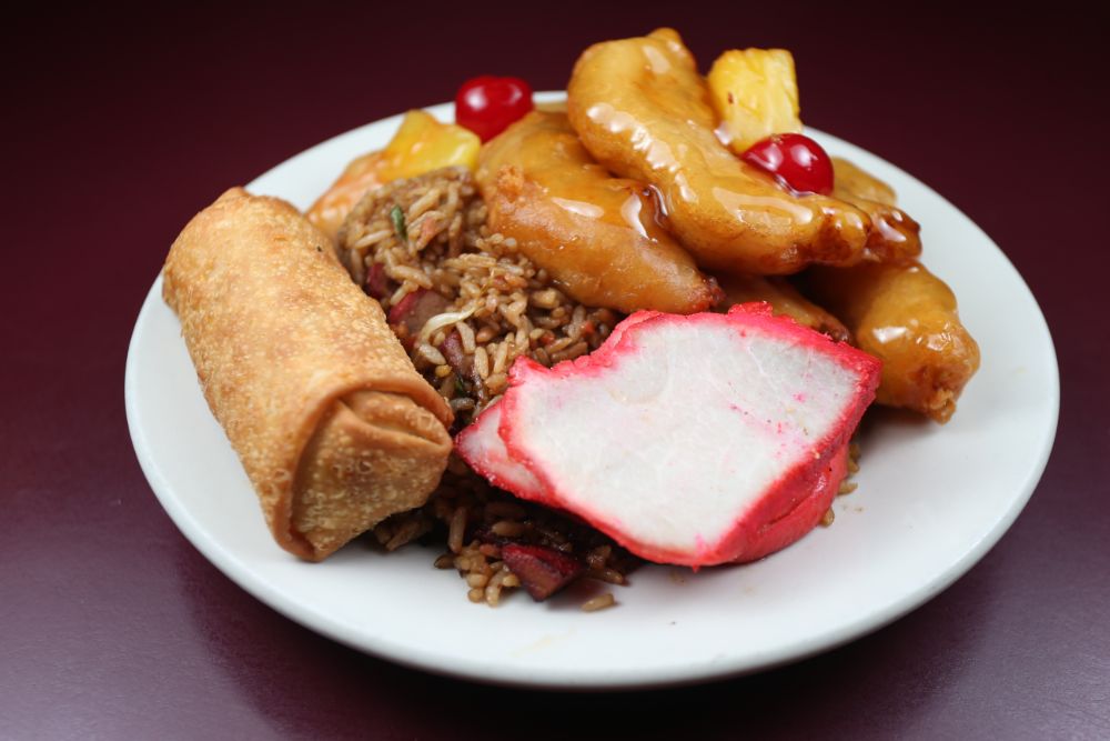 a3. egg roll, pork strips, sweet and sour chicken or pork, pork fried rice